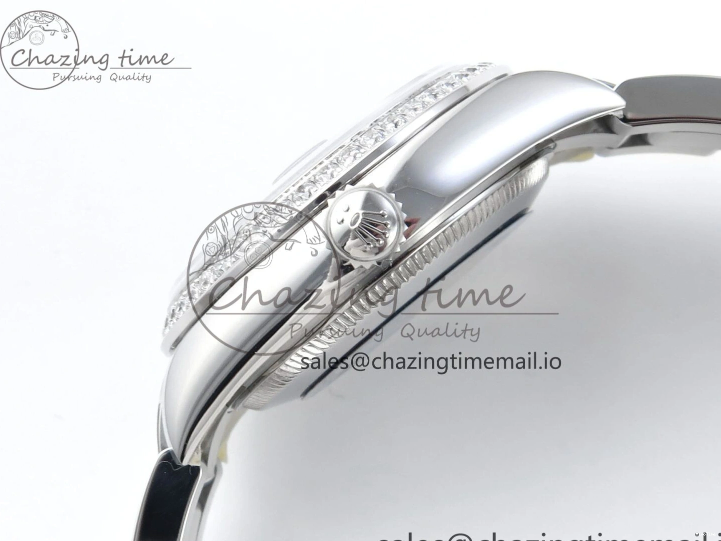 MiroTime 0421 TravelReady DateJust 31 278384RBR ARF 1:1 Best Edition 904L Steel Blue Diamonds Dial Diamonds Bezel on SS Oyster Bracelet ETA 434